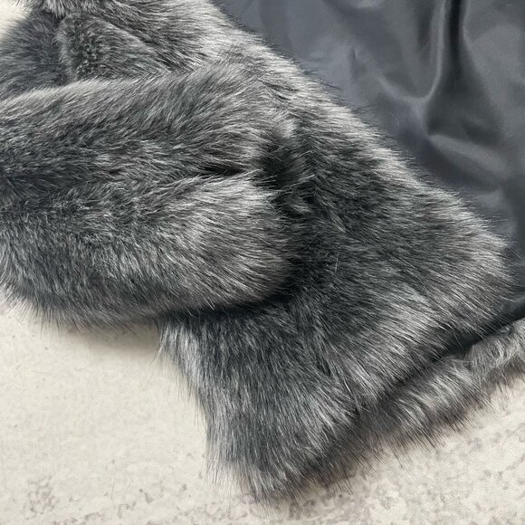 Gray Faux Fox Fur Hooded Coat - Picture 5 of 6